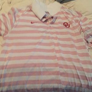 Red/white Dri fit OU collard large